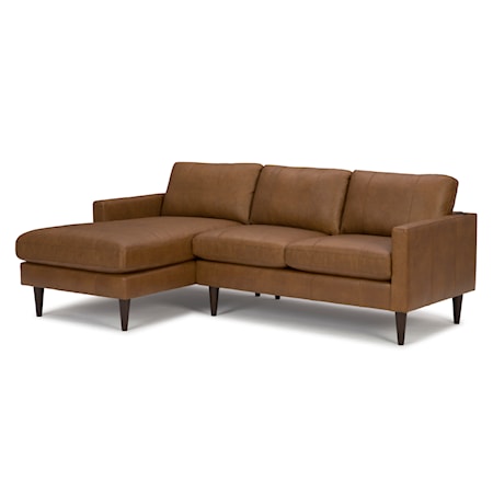 Leather Chaise Sofa w/ USB Port &amp; Wood Feet