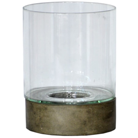 11" Glass Hurricane with Base - Set of 2