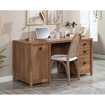 Farmhouse Double Pedestal Computer Desk with Three-Storage Drawers