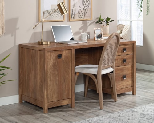 Farmhouse Double Pedestal Computer Desk with Three-Storage Drawers
