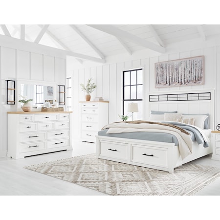 California King Panel Storage Bed, Dresser And Mirror