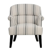 Upholstered Roll Arm Accent Chair in Cambridge Black Stripe