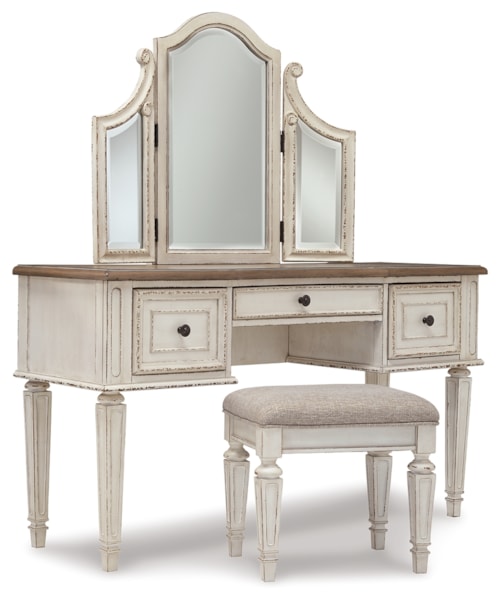 Vanity And Mirror With Stool