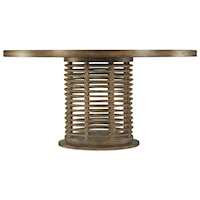 Coastal Round Dining Table with Rattan Base