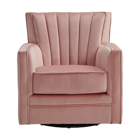 Contemporary Upholstered Swivel Accent Chair with Channel Tufted Back