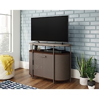 Contemporary Faux Stone TV Stand with Open Shelf Storage