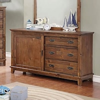 Transitional Dresser with Three Drawers and Two Shelves