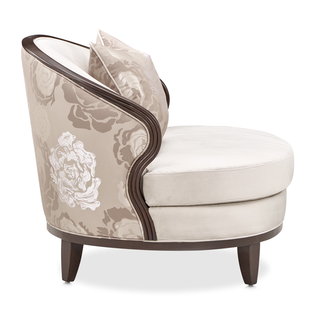 Floral Velvet Accent Barrel Chair