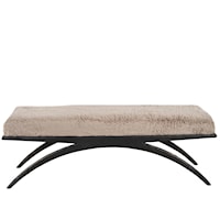 Contemporary Upholstered Bench with Aluminum Base