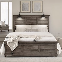 Modern Farmhouse King Panel Bed with LED Lights