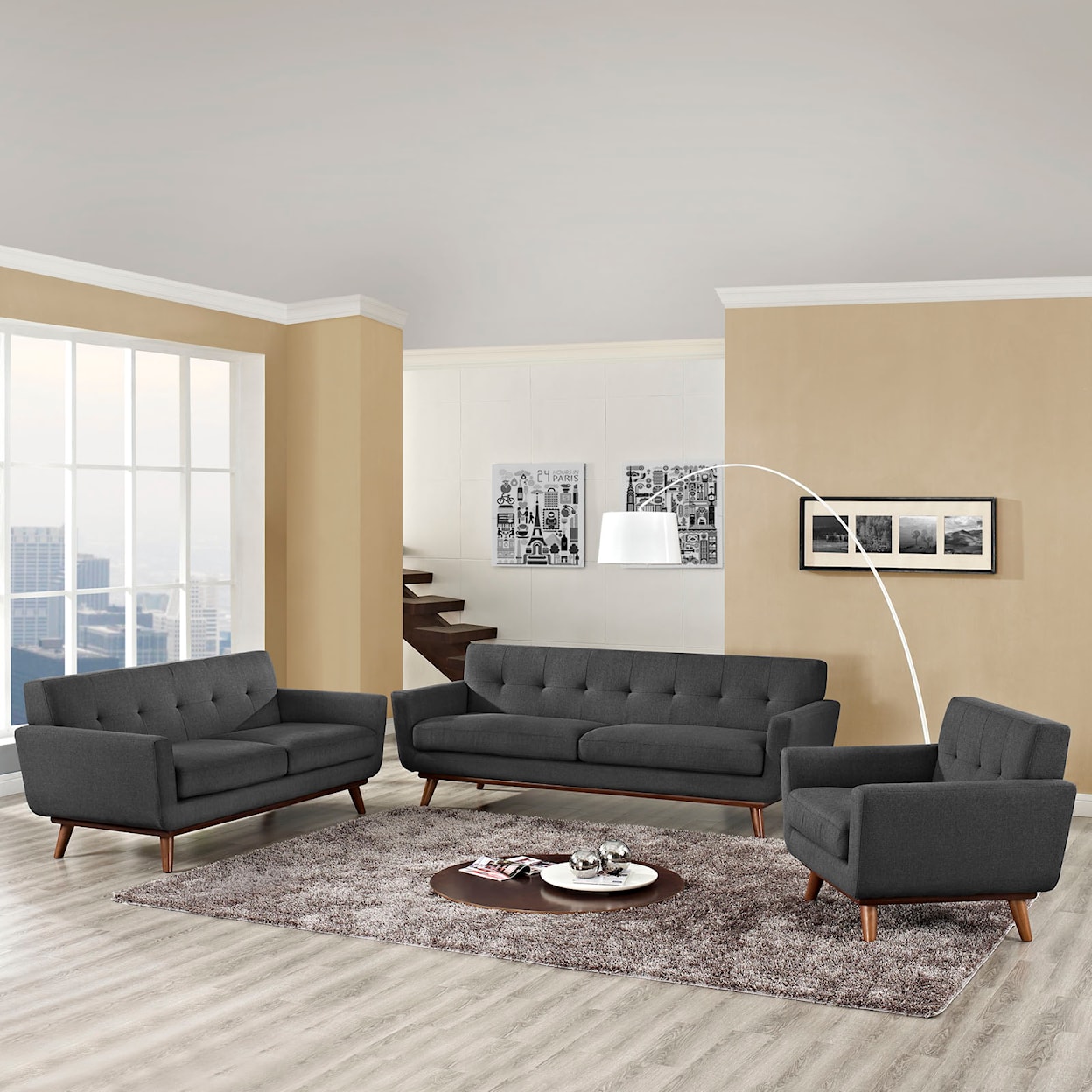 Modway Engage Sofa Loveseat and Armchair Set