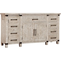 Rustic Farmhouse Sideboard with Dual AC Outlets and Adjustable Shelves