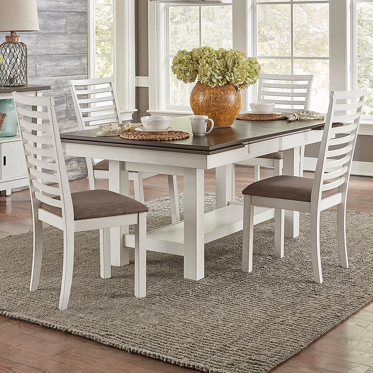 Liberty Furniture Brook Bay 182-CD-5TRS 5-Piece Farmhouse Trestle ...