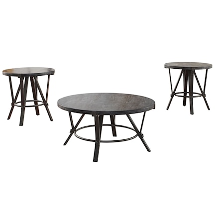 Prime Miles ML300C Transitional Round Cocktail Table with Shelf, Prime  Brothers Furniture