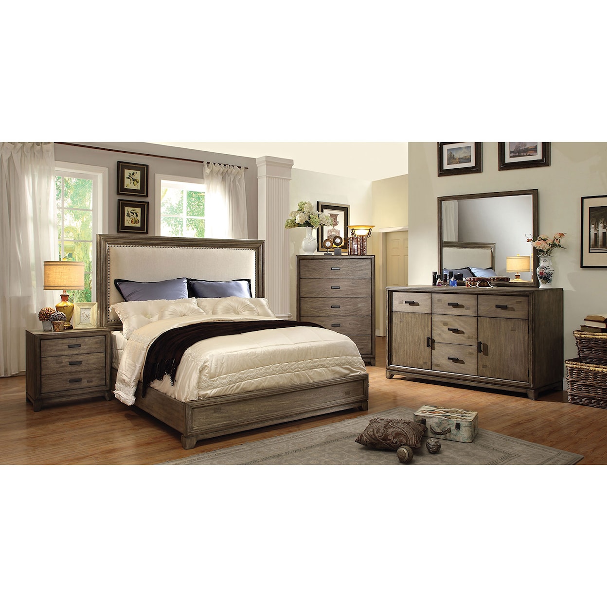 Furniture of America - FOA Carlsbad 5-Piece Queen Bedroom Set with 2 Nightstands