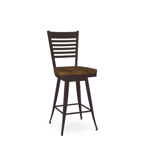 Transitional Counter Height Swivel Stool with Solid Birch Seat