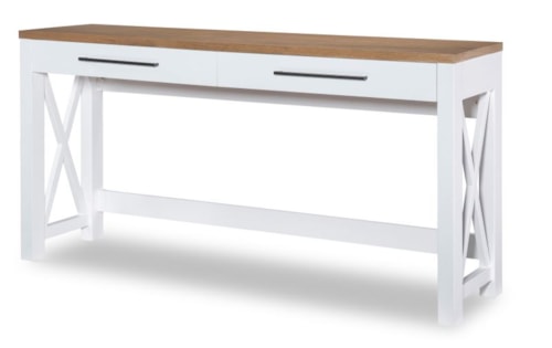 Farmhouse 2-Drawer Sofa Table with USB Charging and Outlet