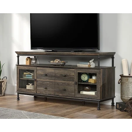 Industrial Entertainment Credenza TV Stand with USB Ports