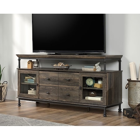 Industrial Entertainment Credenza TV Stand with USB Ports