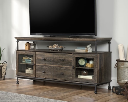 Industrial Entertainment Credenza TV Stand with USB Ports