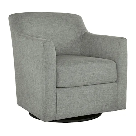 Swivel Accent Chair in Smoke Polyester Fabric