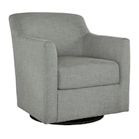 Swivel Accent Chair in Smoke Polyester Fabric