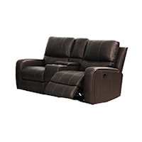 Casual Console Loveseat with Power Footrest and Cup Holders