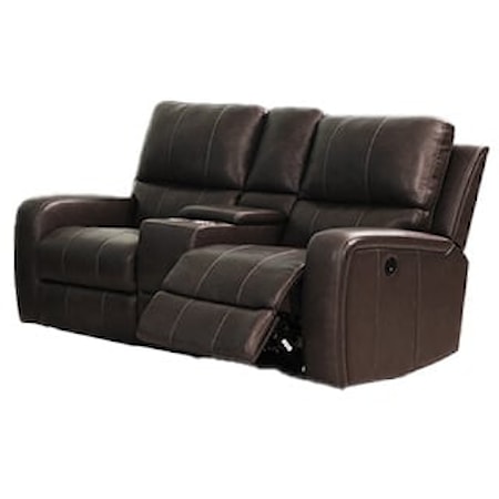 Casual Console Loveseat with Power Footrest and Cup Holders