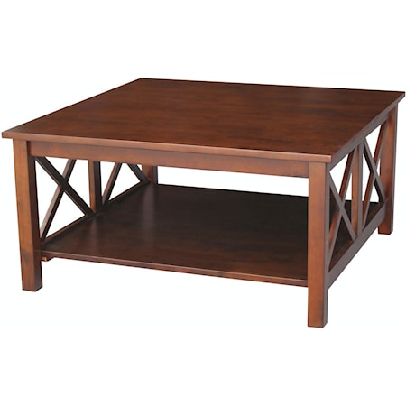 Farmhouse Square Coffee Table with X Design