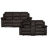 Casual 2-Piece Reclining Set with Cup Holders