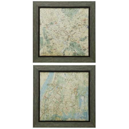 Set of Two Map Prints