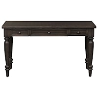 Transitional 3-Drawer Writing Desk with Heavy Turned Legs