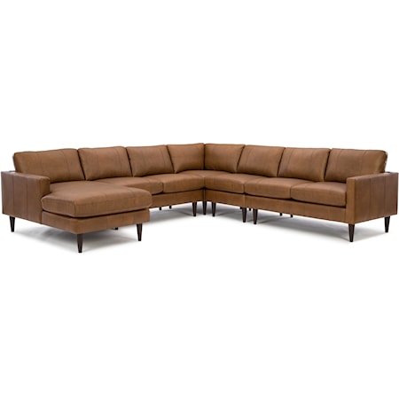 Leather Sectional Sofa w/ Chaise & Wood Feet