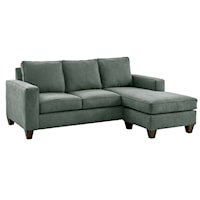 Transitional Chaise Sofa with Plush Seating with Track Arms