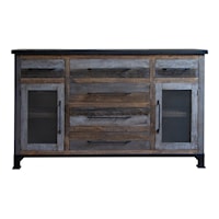 Rustic 6-Drawer Buffet with 2 Doors