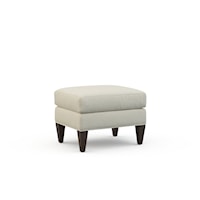 Transitional Lounge Ottoman with Tapered Wood Legs