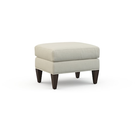 Transitional Lounge Ottoman with Tapered Wood Legs