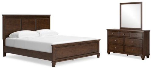 3pc California King Panel Bed, Dresser & Mirror
