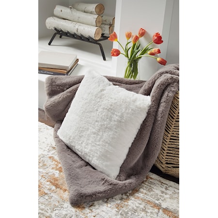 Gariland White Faux Fur Pillow