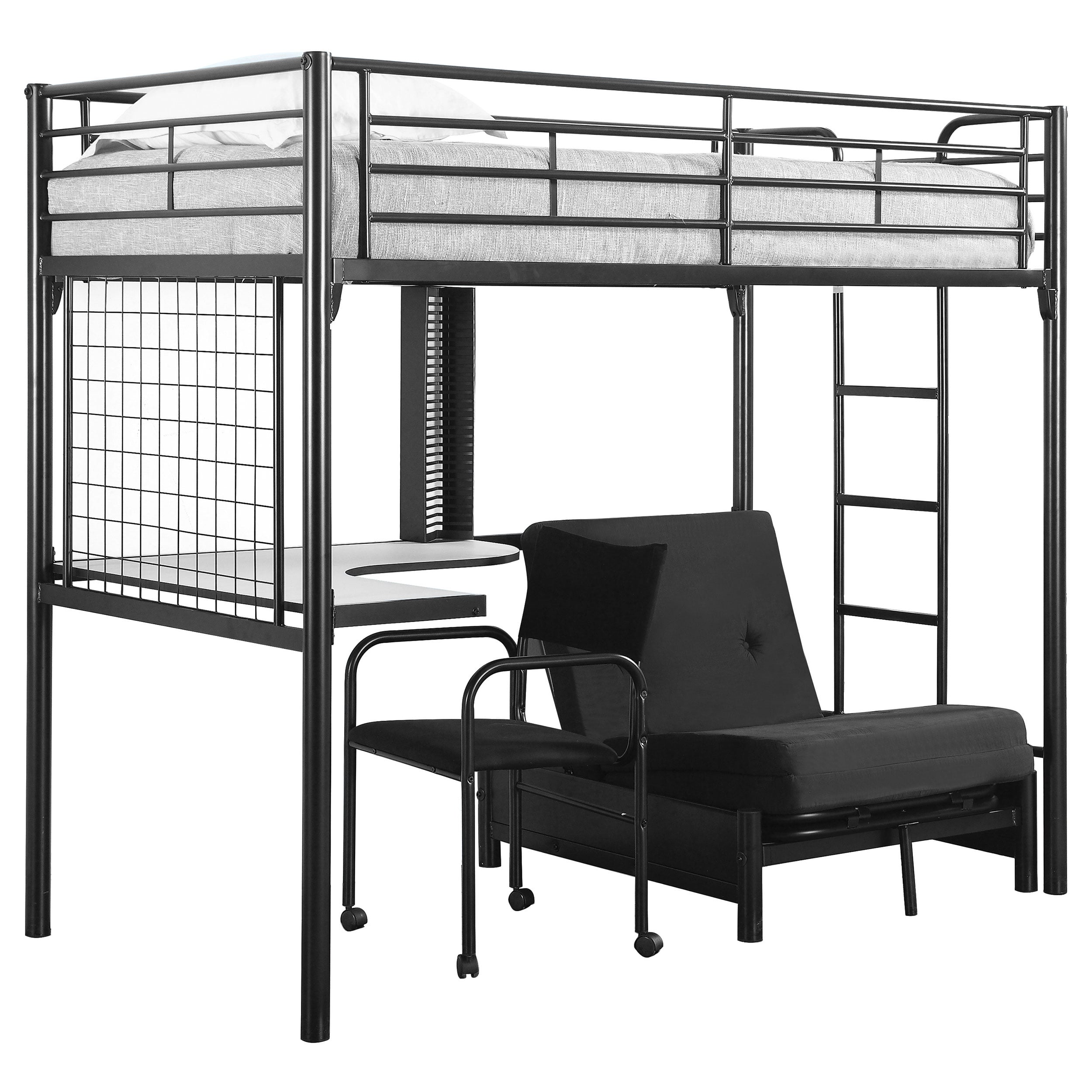 Twin Futon Workstation Loft Bed w/ Futon Pad