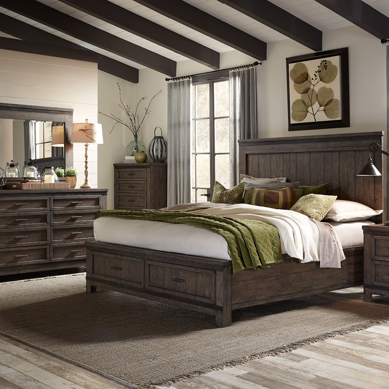 Liberty Furniture Thornwood Hills 4-Piece King Storage Bed Set