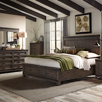 Transitional 3-Piece Two Sided Storage King Panel Bed Set