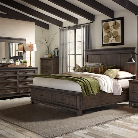 Transitional 4-Piece Queen Storage Bed Set