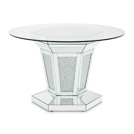 Glam Round Dining Table with Glass Top