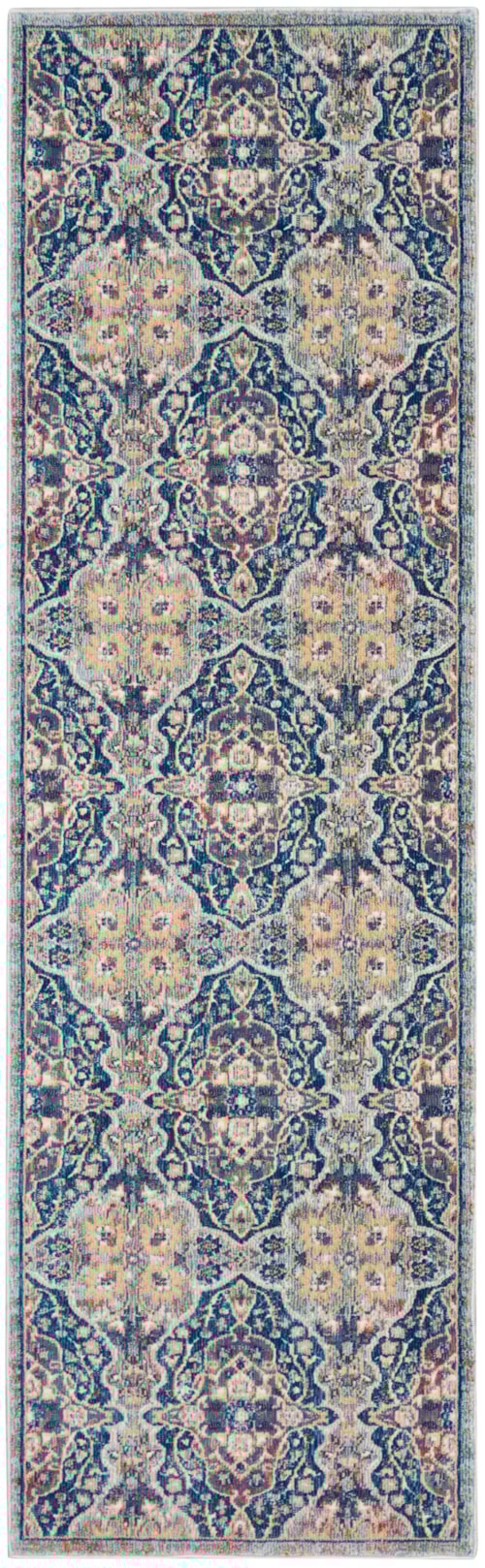 2' x 6' Navy Multicolor Runner Rug