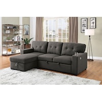 Transitional Convertible Sofa Chaise with Storage 
