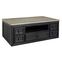 Contemporary Two-Tone 6-Drawer Lift-Top Coffee Table