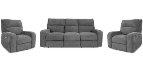Casual Power Reclining Sofa and Dual Recliners Set with Power Headrests