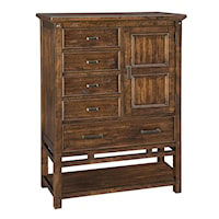 Rustic 5-Drawer Gentleman's Chest with Adjustable Shelves