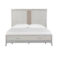 Contemporary King Storage Bed with Upholstered Headboard